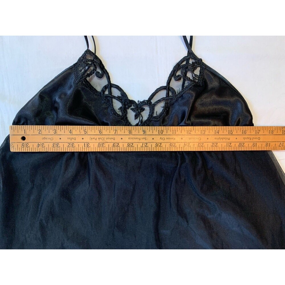 VTG Y2K Cinema Etoile Black Sheer Babydoll Chemise Negligee Medium Sexy Romantic - Picture 7 of 15